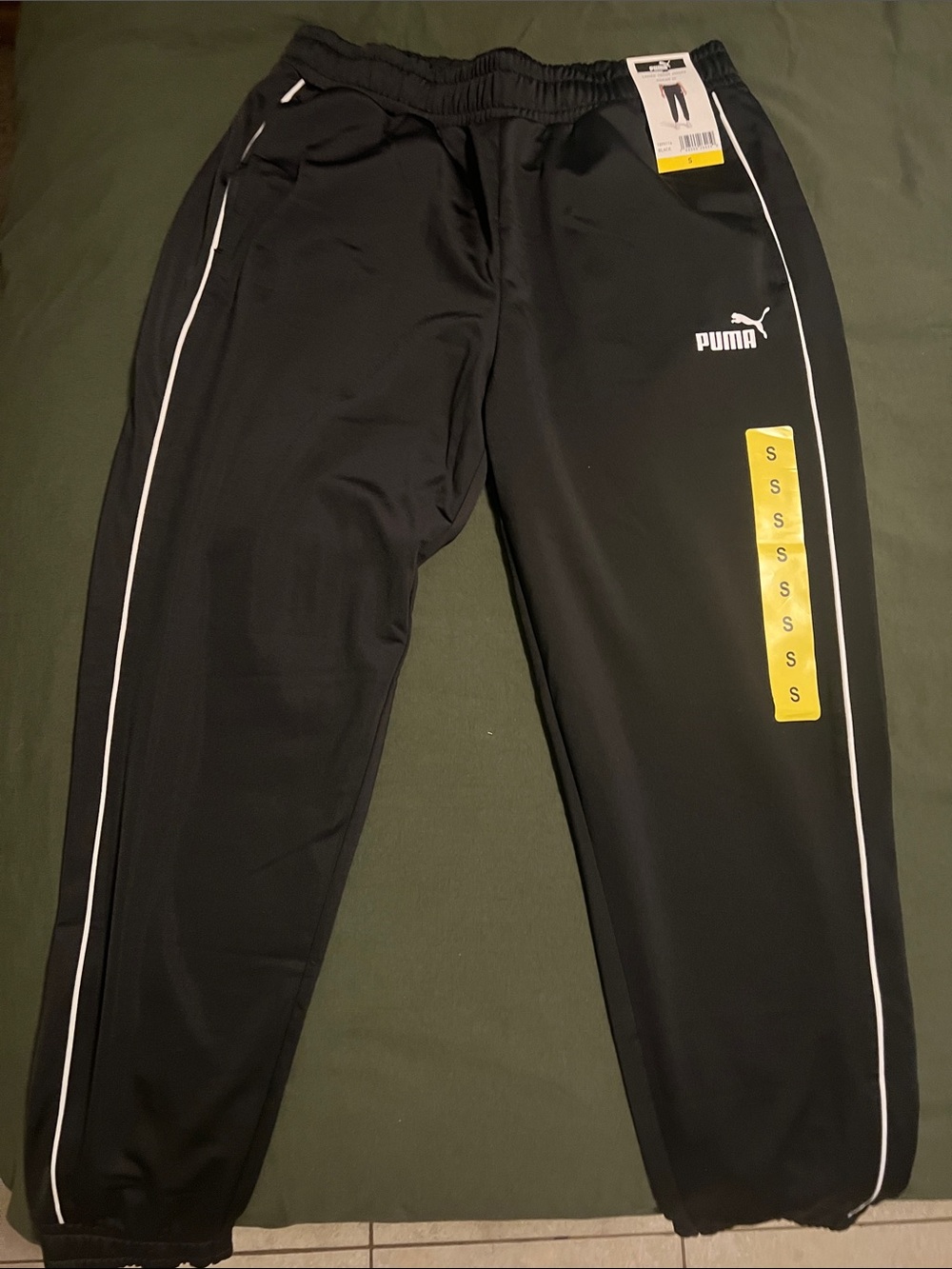 Womens Puma Black Joggers with White Piping size small BNWT